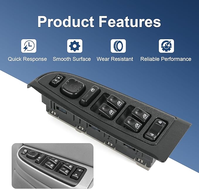 DICMIC Front Driver Side Master Power Window Switch and Door Lock & Black Bezel Assembly Compatible with 2003-2007 Chevrolet, GMC, Cadillac Select Model Replace# 15883320, 920-020, DWS-241