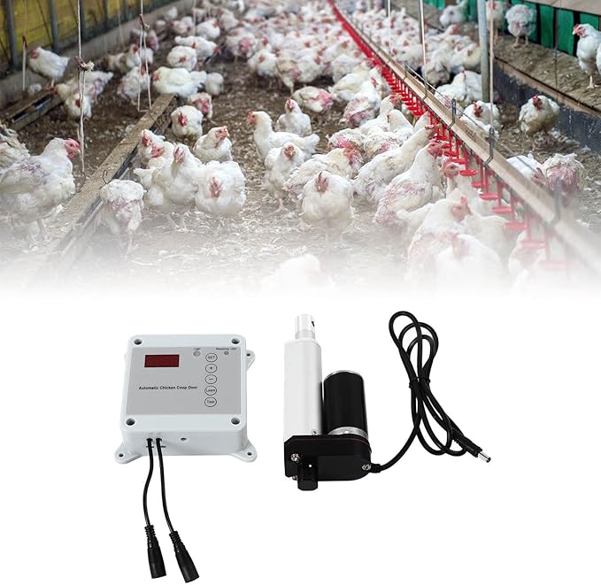 Cunyuer Automatic Chicken Coop Door Opener, Timing Photosensitive Remote Door Closer, Auto Chicken Cage Gate Opener Closer Remote Control Kit