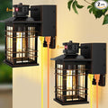 Porch Lights with GFCI Outlet, 2-Pack Motion Sensor Dusk to Dawn Waterproof Outdoor Lights, 3 Modes Oil-Rubbed Bronze Exterior Light Fixtures Wall Mount, Outside Wall Lanterns for Front Door House