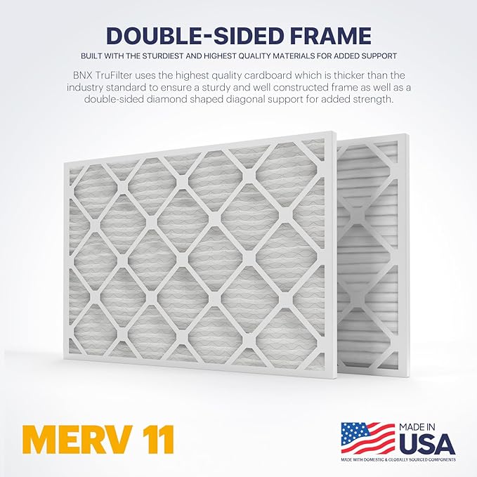 BNX TruFilter 10x30x1 Air Filter MERV 11 (4-Pack) - MADE IN USA - Allergen Defense Electrostatic Pleated Air Conditioner HVAC AC Furnace Filters for Allergies, Dust, Pet, Smoke, Allergy MPR 1200 FPR 7