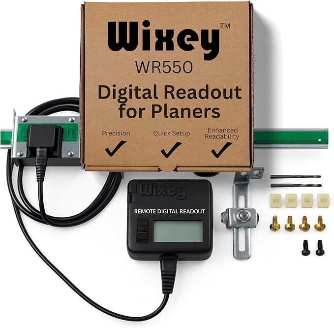 WR550 Wixey Digital Readout with Remote LCD Display - Precision Thickness 12'' Height Measuring Calipers for Planer, Drum Sander, & Wide Belt Sander - 0.002" Accurate Digital Callipers for Measuring