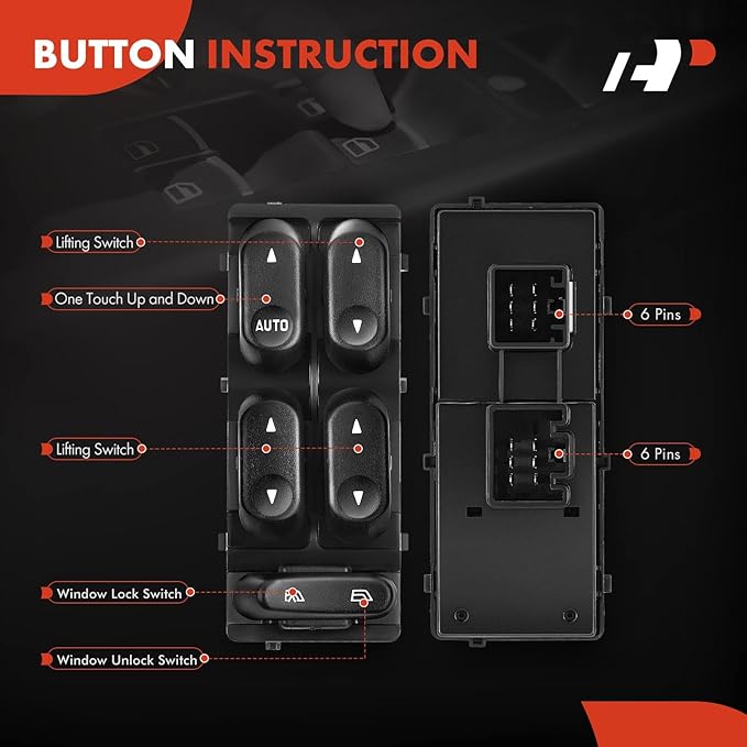 A-Premium Master Power Window Switch Compatible with 2002-2003 Ford F-150 F150 Crew Cab Pickup 4.2L 4.6L 5.4L, Front Left Driver Side, Replace# 2L3Z14529BAA