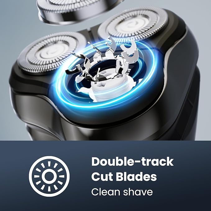 Electric Razor for Men Cordless: Wet/Dry Rotary Shaver Waterproof - USB Fast Charging & Sensitive Skin Care - Pop up Trimmer & Precision Blades Upgraded Gorgeous Black Upgraded