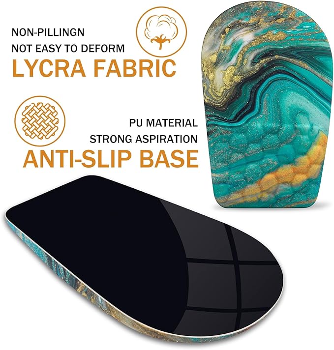 BOCHEERY Ergonomic Mouse Pad Wrist Support,Upgrade Mousepad with Massage Design,Non-Slip PU Base Desktop Mouse Pads for Pain Relief, Computer, Office & Home,12 x 8 in（F-Golden Green Marble）