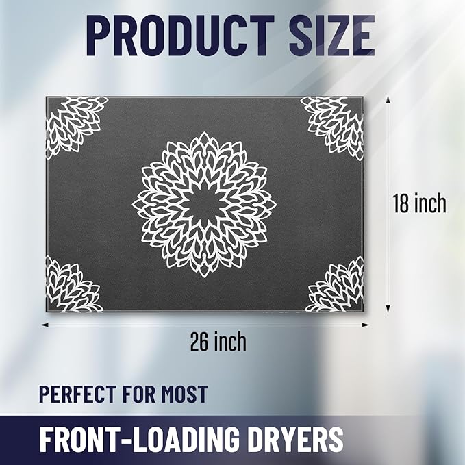 Teenyyou 1 Pcs 26" x 18" Dryer Top Protector Mat, Washer and Dryer Topper, Non Slip Waterproof Machine Cover Dust Proof Quick Drying Topper Pad for Laundry and Kitchen (Mandala)