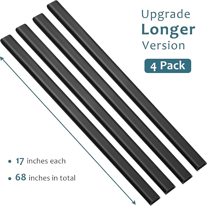 Cable Hider Raceway Kit, 68in Wire Hiders for TV on Wall, Paintable Cord Cover Channel, Cord Hider for Wall Mounted TV in Home Office, 4X L17in X W0.95in X H0.47in, Black