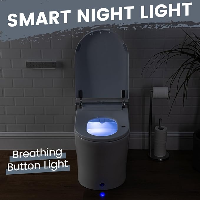 Casta Diva Smart Toilet, Wider Bidet with Heated Seat, Auto Open/Close, Warm Water, Foot Sensor Auto Flushing, Modern Japanese Toilet for Bathroom with Remote Control 1.28GPF(CD-K010)