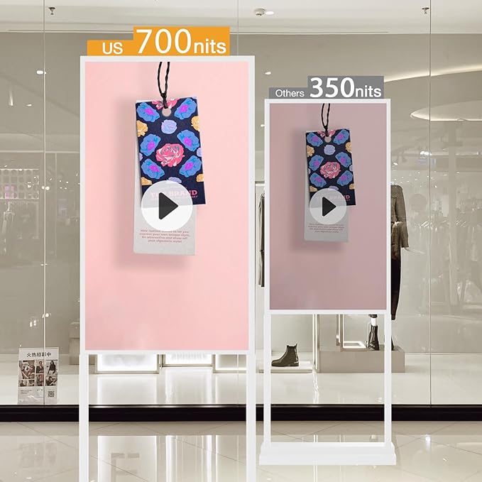 Canlarriz Digital Signage Kiosk 32 inch Digital Menu Board for Restaurants and Stores Advertising Screen FHD 700 nits Ultra-High Brightness Poster Display Free Web Content Editor Android 2GB+32GB