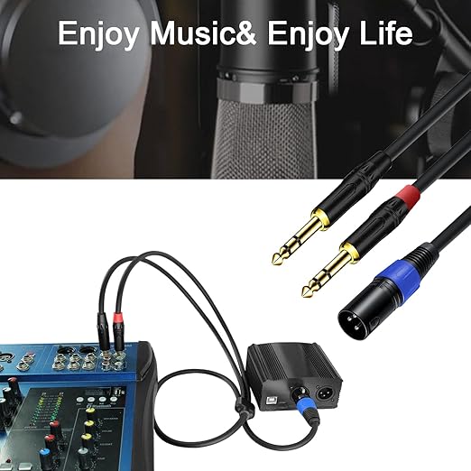 Jozzai 6.35mm Dual TRS to XLR Male Cable for Microphone, Mixer, Amplifier, 1.5 FT, Dual1/4 TRS to XLR Audio Cable, Y Splitter Patch Cord, 3-Pinxlr to Dual 1/4 Male Converter Adapter Cable