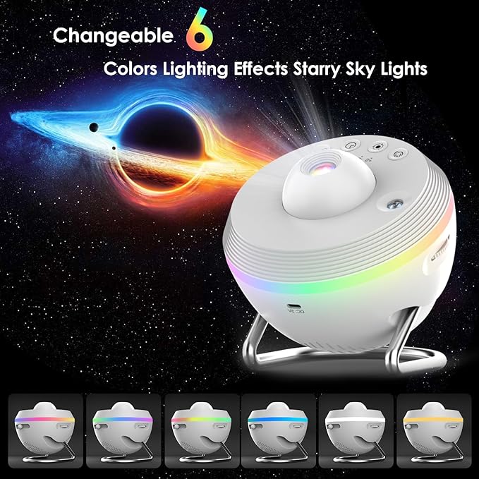 Galaxy Projector for Bedroom, 13 in 1 Planetarium Projector with Meteor, LED Space Galaxy Lamp, Night Lights Room Decor for Kids Adults Birthdays Gifts - White