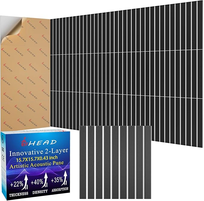 BSHEAD 8 Pack 2-Layer Large Soundproof Wall Panels, 15.7 x 15.7 x 0.43 in Sound Proof Foam Panels for Walls, 0.9lb/ft³ High Density, 3D Acoustic Panels,Artistic Noise Dampening Panels Black&White