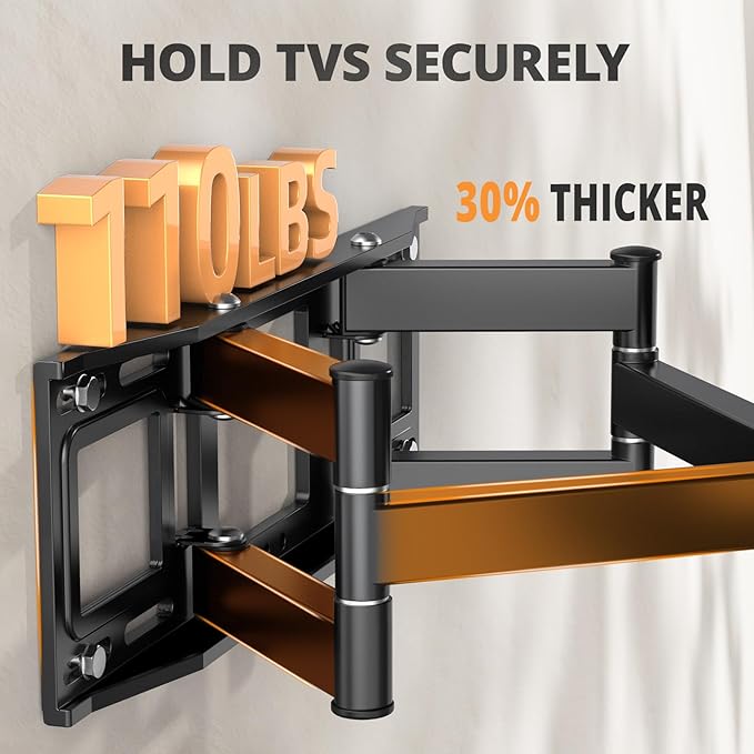 IWORKBOARD 50 55 65 inch Full Motion TV Wall Mount for 32-70 inch TV Bracket, Dual articulating Arms Mount, Tilt Swivel Extension Level, Max VESA 400x400mm, 16" Studs, 110 lbs,Fit Most 40 43 50+ TVs