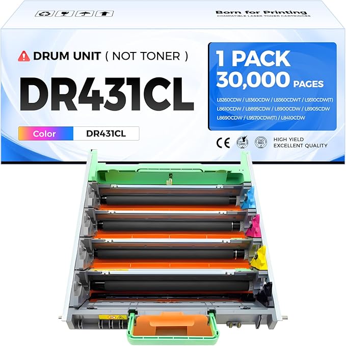 DR431CL Drum Unit Printer High Yield Replacement for Brother DR-431CL Imaging Drum Compatible with MFC-L8900CDW MFC-L8690CDW HL-L8360CDW HL-L8260CDW MFC-L8610CDW MFC-L8905CDW MFC-L9570CDW HL-L8360CDWT