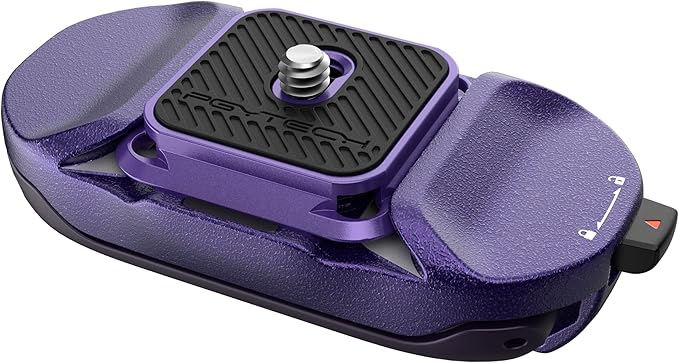 PGYTECH Beetle Camera Clip V2 with Plate, Quick Release Camera Backpack Clip, Arca-Swiss Compatible, SnapLock System for Sony/Nikon/Fuji/DSLR Cameras, Instant Mounting & Hands-Free, Aurora Purple