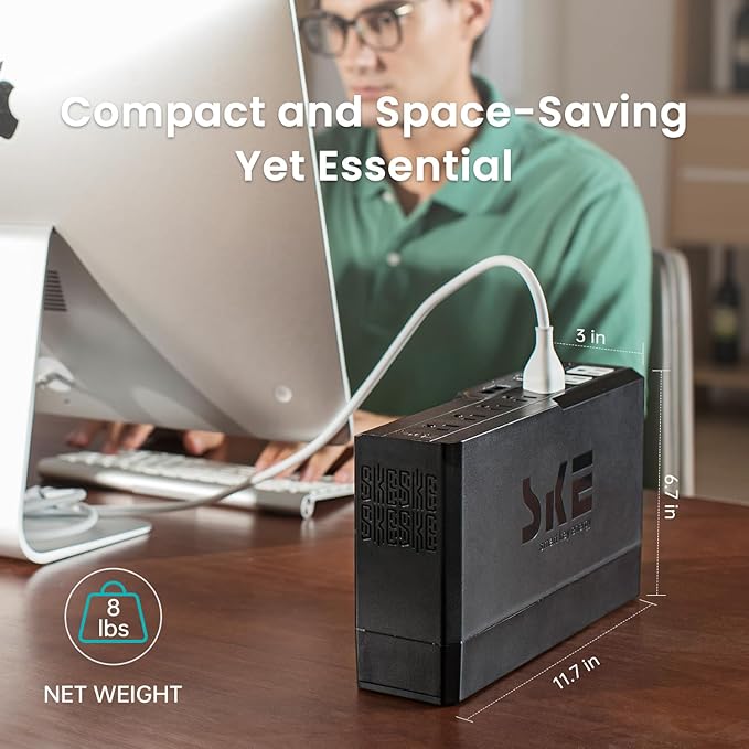 SKE Compact Size 625VA/360W UPS Battery Backup & Surge Protector for Computer UPS Uninterruptible Power Supply Phoenix VL625