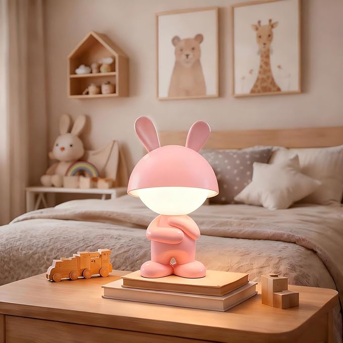 ShonlPin Night Light for Kids,Rechargeable Table Lamp,Touch Lamps for Nightstand,Dimmable,Breastfeeding,Nursery,Sleep Aid,Pink Bunny Decor Gifts Stuff for Baby Toddler Boys Girls Christmas Birthday