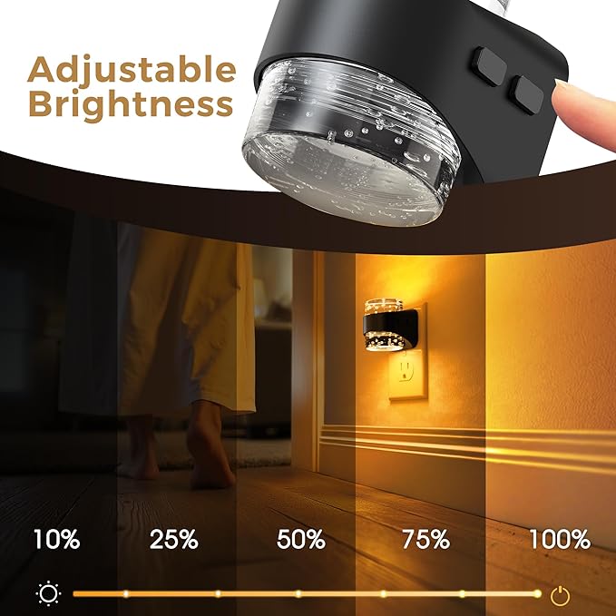 L LOHAS LED Night Light, Bubble Night Lights Plug into Wall, Acrylic Night Lights with Dusk-to-Dawn Sensor,Dimmable Amber Pulg in Nightlights for Rooms Bathroom Hallway