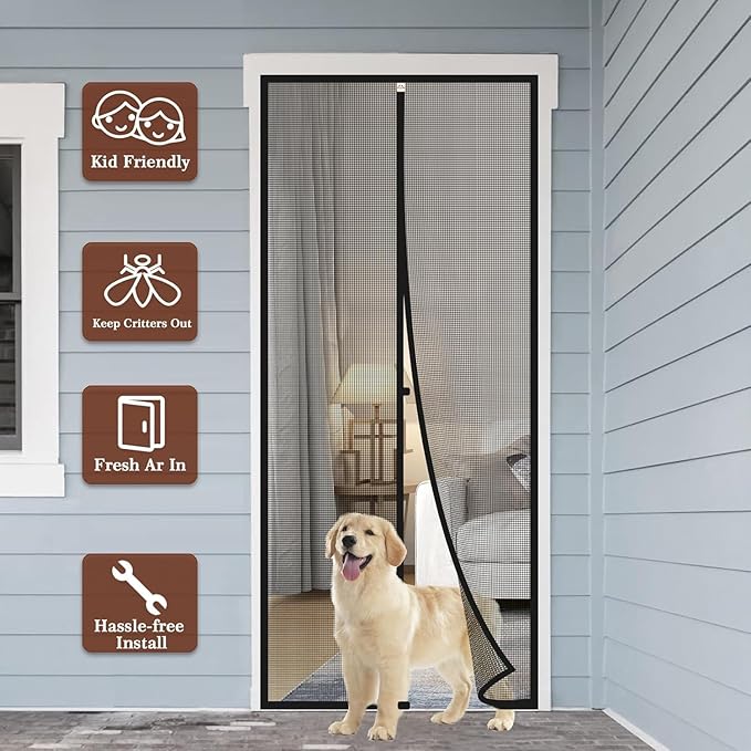 Yotache Customized Magnetic Screen Door, Anti-Tearing Reinforced Screens for Patio, Balcony, Front, Back, Sliding Door
