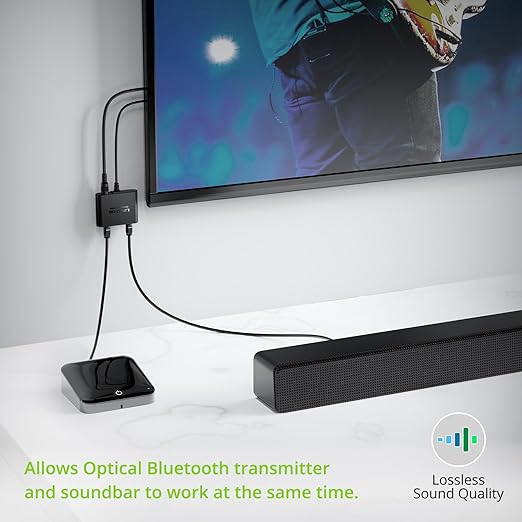 LiNKFOR 1X2 Toslink Optical Digital Audio Splitter Digital Toslink Fiber Optical Splitter 1 Male Input 2 Female Output for Home Theatre, Xbox, PS5/PS4,Wireless Headphones and Soundbars