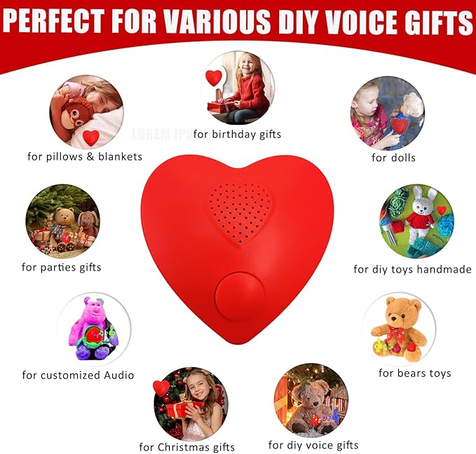 Voice Recorder,XLW 350s Voice Box for Recordable Presents Button Sound Box for Stuffed Animals, Mother's Day Valentine Christmas Plush Toy,Manual DIY Creative Sound Present for Boys Girls-2P