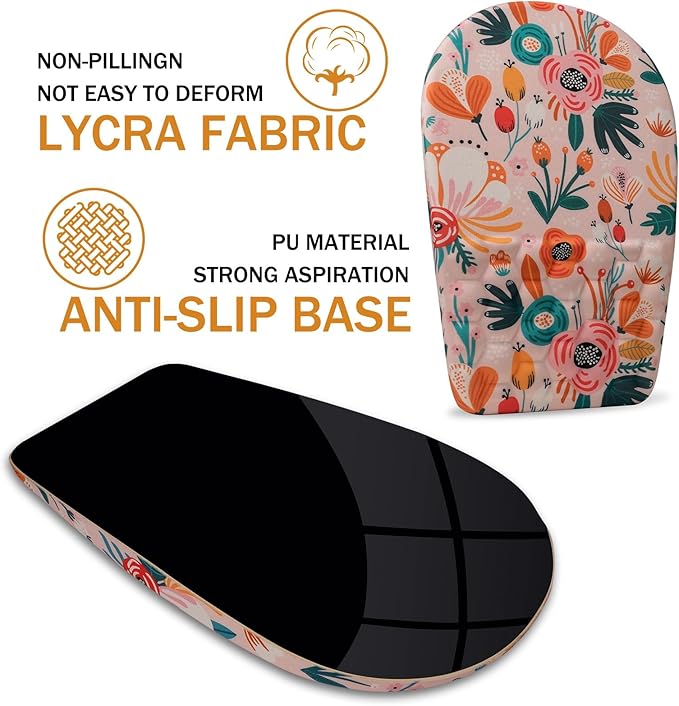 BOCHEERY Ergonomic Mouse Pad Wrist Support,Upgrade Mousepad with Massage Design,Non-Slip PU Base Desktop Mouse Pads for Pain Relief, Computer, Office & Home,12 x 8 in（F-Pink Flower）