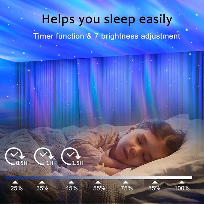 ELITUN Star and Aurora Night Light, Dual Effect Moon Galaxy Projector for Bedroom, 14 Colors with White Noise, Timer & Remote Control, Gifts for Girls, Boys, Adults, Christmas, Birthday