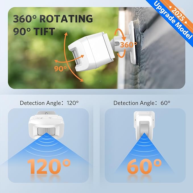 Driveway Alarms Wireless Outside Weatherproof - Motion Sensor Alarms System Motion Detector Plug-in Receiver Loud Chimes Security Alert Monitor System 500FT Long Range Outdoor Detection