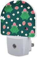 sndheke Strawberry Frogs with Daisies Flowers Night Light Plug into Wall,Cute Childish Frog Dusk to Dawn Night Light Plug in,0.5w Energy Saving NightLight for Kids Boys Girls Home Decor