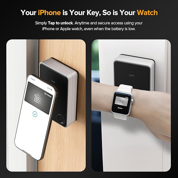 X3 Apple Home Key Door Lock Deadbolt, iOS ONLY, Smart Keyless Entry Door Lock with Fingerprint, Works with HomeKit Over Thread (Border Router), Voice/App/Remote Control, IP65 Weatherproof, Silver