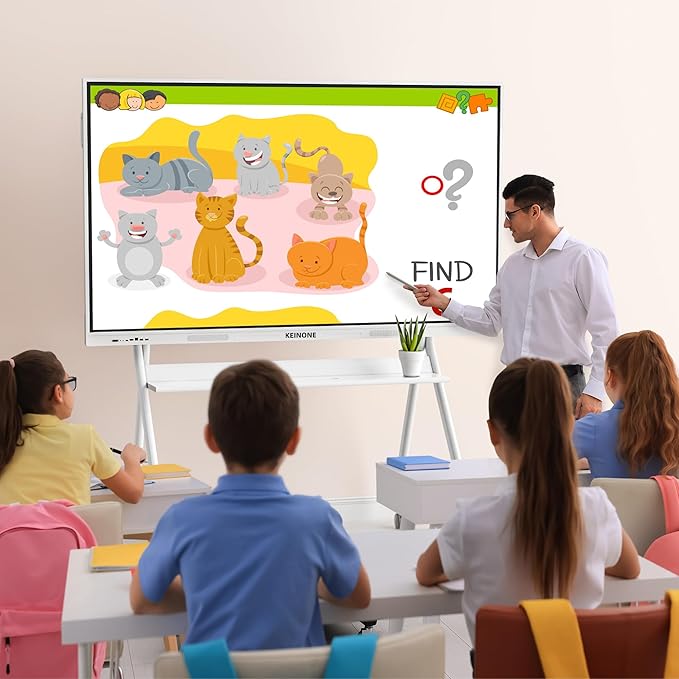 Interactive Smart Board for Classroom, 55” 8+128 GB Electronic Digital Whiteboard Built-in Google EDLA-Certified Android 14 OS - 4K Touchscreen Smartboard for Home Office School Studio Display