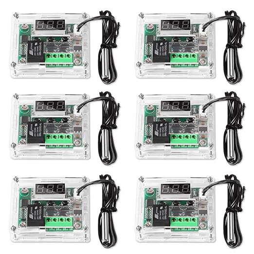 6PCS Temperature Controller Module XH-W1209 LCD Display Digital Thermostat Module with Waterproof NTC Probe -50~110℃ DC 12V Electronic Temp Control Module Switch