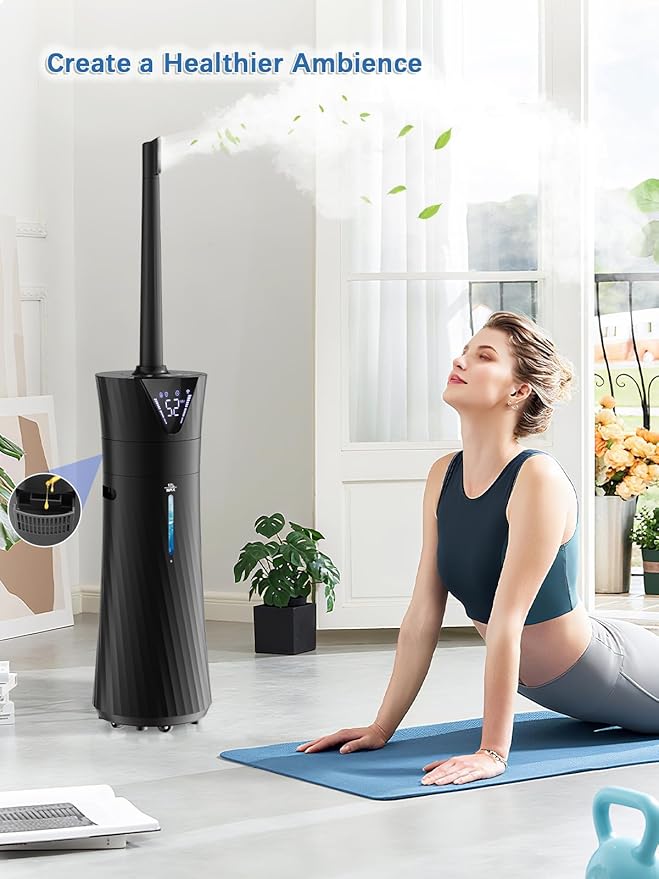 MONISEN 17L/4.5Gal Humidifier Large Room, Smart Quiet Ultrasonic Cool Mist Humidifiers for Bedroom, Covers 2000ft², 56H Runtime, 24H Timer, 3 Mist Modes Humidifiers for Home, Office, Plants, Black