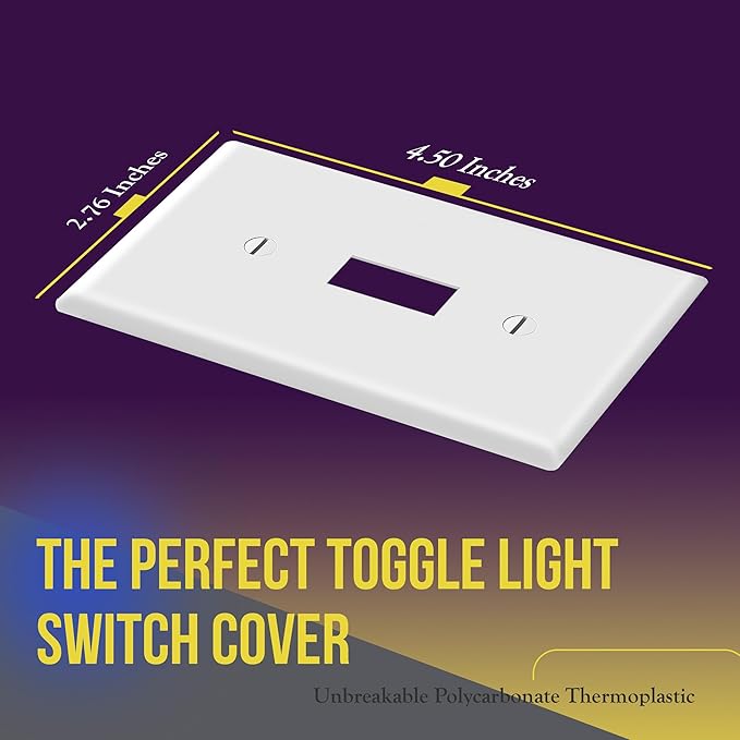 ENERLITES Light Switch Cover Plate, Toggle Wall Plate Cover, Size 1-Gang 4.50" x 2.76", Unbreakable Polycarbonate Thermoplastic, 8811-W-10PCS, White (10 Pack)