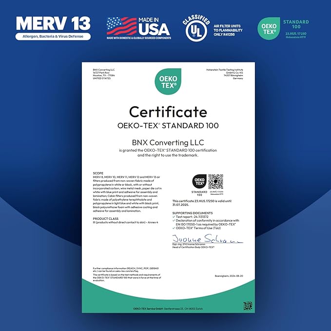 BNX TruFilter 16x24x1 Air Filter MERV 13 (12-Pack) - MADE IN USA - Electrostatic Pleated Air Conditioner HVAC AC Furnace Filters for Allergies, Pollen, Mold, Bacteria, Smoke, Allergen, MPR 1900 FPR 10