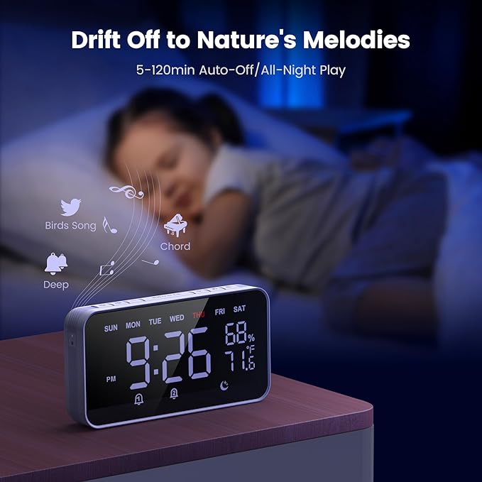 Dekala Bed Shaker Loud Alarm Clock for Heavy Sleepers Adults, Vibrating Dual Alarm Clocks for Bedrooms, Large Display Auto Dimmer,Temperature & Humidity Detect, 7-Day Programmable, Ideal Gift