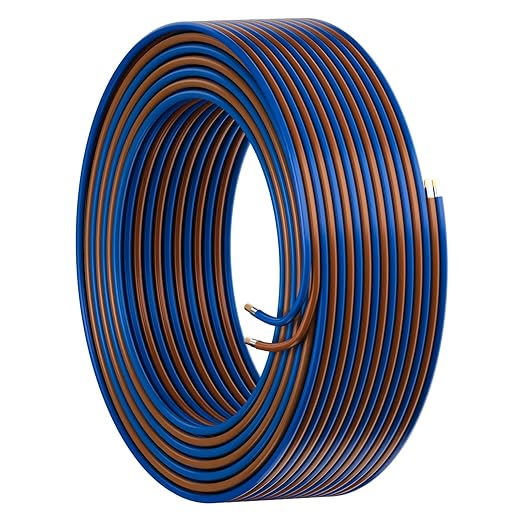 HiFind 16/2 Gauge AWG Car Audio Speaker Wire Cable 20 Ft, Professional Shielded OFC Zipper Wire, Transparent Soft PVC for Automotive Stereo HiFi Home Theater System, Subwoofer, Blue+ Brown