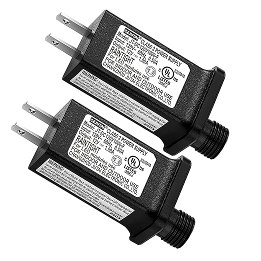 2PCS Replacement 12V 1A LED Transformer JT-DC120V1000-F Class 2 Power Supply Adapter Ip44 LED Light Controller Low Voltage Transformer for Christmas String Light Inflatable Decorations (12V12W 2PCS)