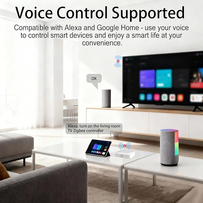 AiSeek Tuya ZigBee 3.0 Hub/Wired Gateway, WiFi Smart Home Bridge Remote Controller,Work with Tuya ZigBee Smart Device, White