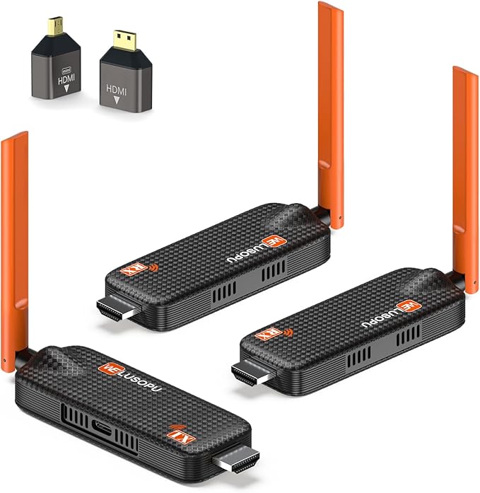 Wireless HDMI Transmitter and 2 Receivers, Support Up to 6 Receivers, 5.8G WELUSOPU HDMI Wireless Extender Casting Content for PC Laptop Camera Cable Box to Multiple TVs Monitors Projectors -165FT