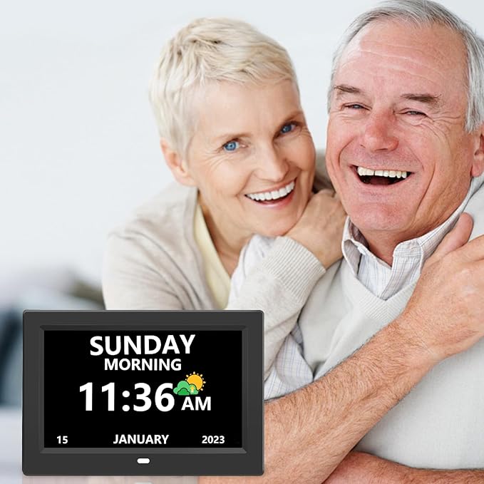 LXBYJKJ 11 Inch Digital Clock with Day and Date for Elderly Alzheimer's Clock Customizable Alarms 3 Display Modes Large Font Alarm Clock for Seniors Auto DST