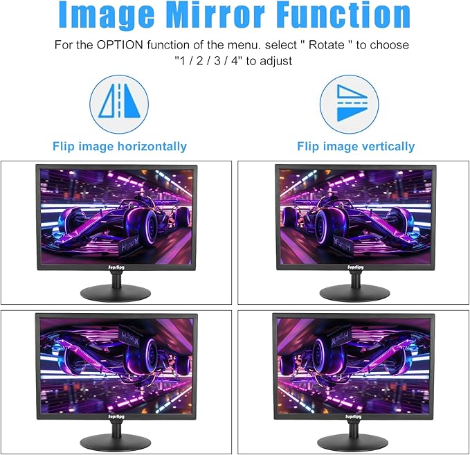 Suprlipy 19 inch FHD Small IPS Monitor LCD Display Screen 1440x900 60Hz 16:10 with HDMI BNC VGA AV USB Input Built-in Lounspeakers for CCTV Security Camera DVR PC RasPi