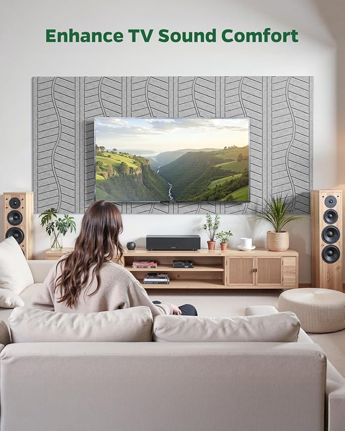 Topnaca 6 Pack Acoustic Panels Sound Absorbing for Home Theater Walls, Decorative Gray Self-Adhesive Leaf Textured Art Ceiling Tiles - Acoustical Treatments for Recording Studio Door 17"×12"×0.4"