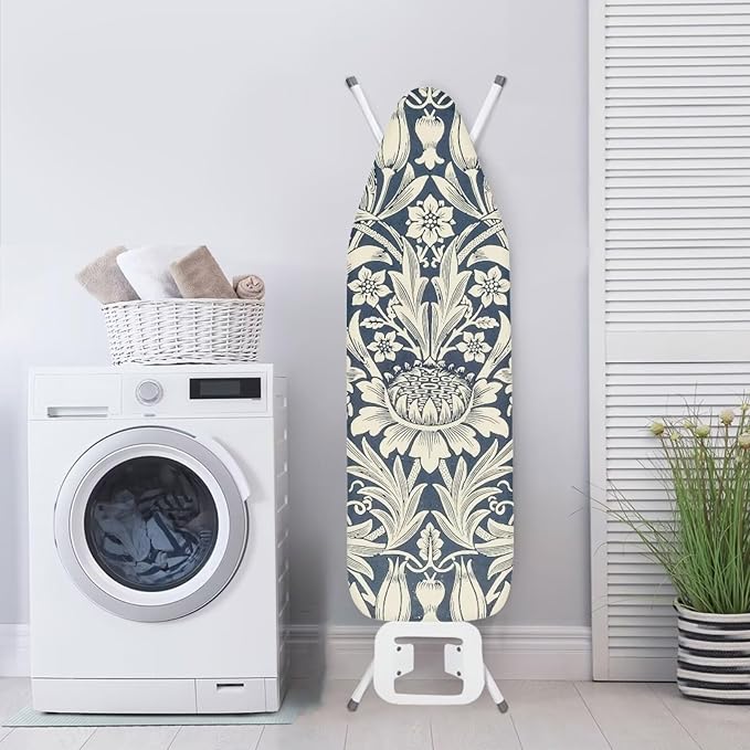 ZCFYGDX William Morris Floral Ironing Board Cover Decor, Resist Scorching & Staining, Easy Install Resistant Elastic Edges,3 Nylon Buckle Fasteners Straps,Relaxing Breathable Ironing Experience 2XL