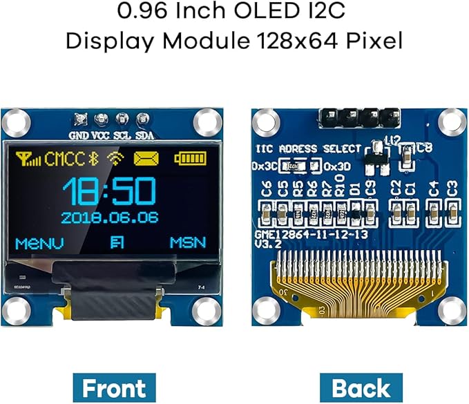 Hosyond 5 Pcs 0.96 Inch OLED I2C IIC Display Module 12864 128x64 Pixel SSD1306 Mini Self-Luminous OLED Screen Board Compatible with Arduino Raspberry Pi(Blue and Yellow)