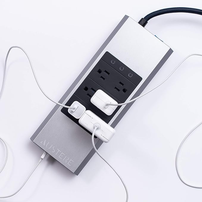 Austere V Series Surge Protector Power Strip, 6 Wide Outlet, 3 USB C & 2 USB A 2.4 amp Ports | 3000 Joules Heavy Duty, EMI/RFI Filtering, 5 Year Component Guarantee