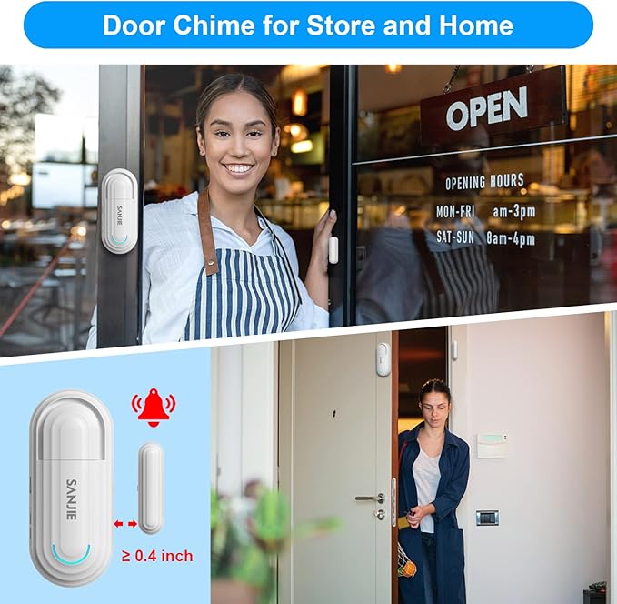 SanJie Window Alarm Sensors Door Alarms for Home Security Volume Ajustable 0-120 DB Pool Door Alarms for Kids Safety with 4 Modes Open Alarm/Close/Dingdong/Reminder Burglar Alert (5 Pack)
