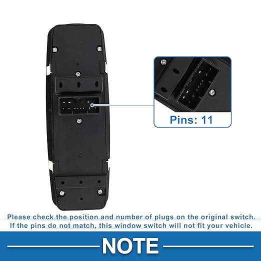 A ABSOPRO Power Window Switch No.68262252AC Front Left Driver Side Window Control Switch for Ram 1500 2500 3500 Black