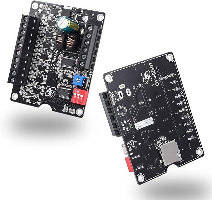 1 Pc 60W Voice Playback Module Support TF Card(32GB Max), PEMENOL DC 9-24V Sound Module Music Player Voice Broadcast Device Support Sound and Light Alarm for Home Alarm Voice Broadcast Module