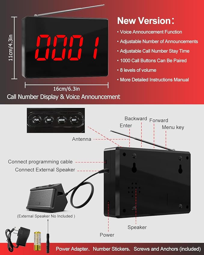CallToU Wireless Caregiver Pager Nurse Calling System 1000+ft Call Bell Patients with 1 Receiver 10 Caregiver Call Buttons for Clinic/Medical and Rehabilitation Center/Hospital/Nurses Station/Home