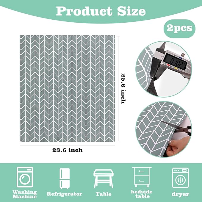 Actvty Washer and Dryer Covers for the Top, 2 Pieces 25.6'' x 23.6'' Washer Dryer Top Protector Mat, Diatomite Rubber Washing Machine Top Covers Non-Slip Scratch Protection Dust-Proof